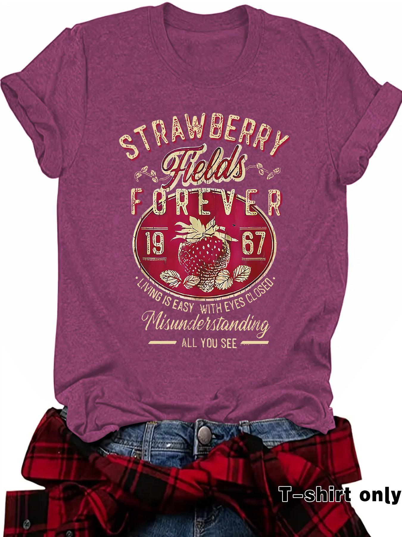 Women's Letter Print Round Neck Tee, Casual Short Sleeve Crew Neck T-shirt for Summer, Fashion Women's Top for Daily Wear