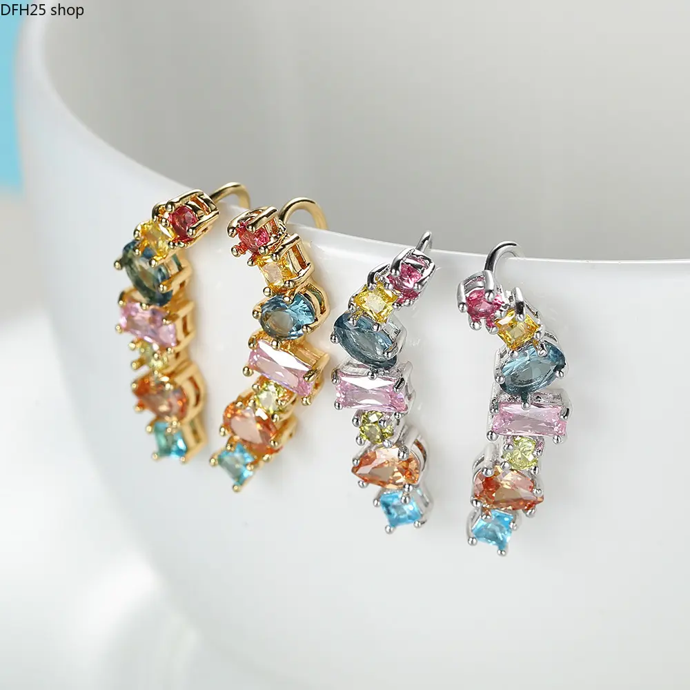 Multicolor Gem Drop Earrings Set for Women, Vintage Boho Crystal Jewelry Elegant Fashion Accessory for Daily Wear Party Wedding Outfit Gift