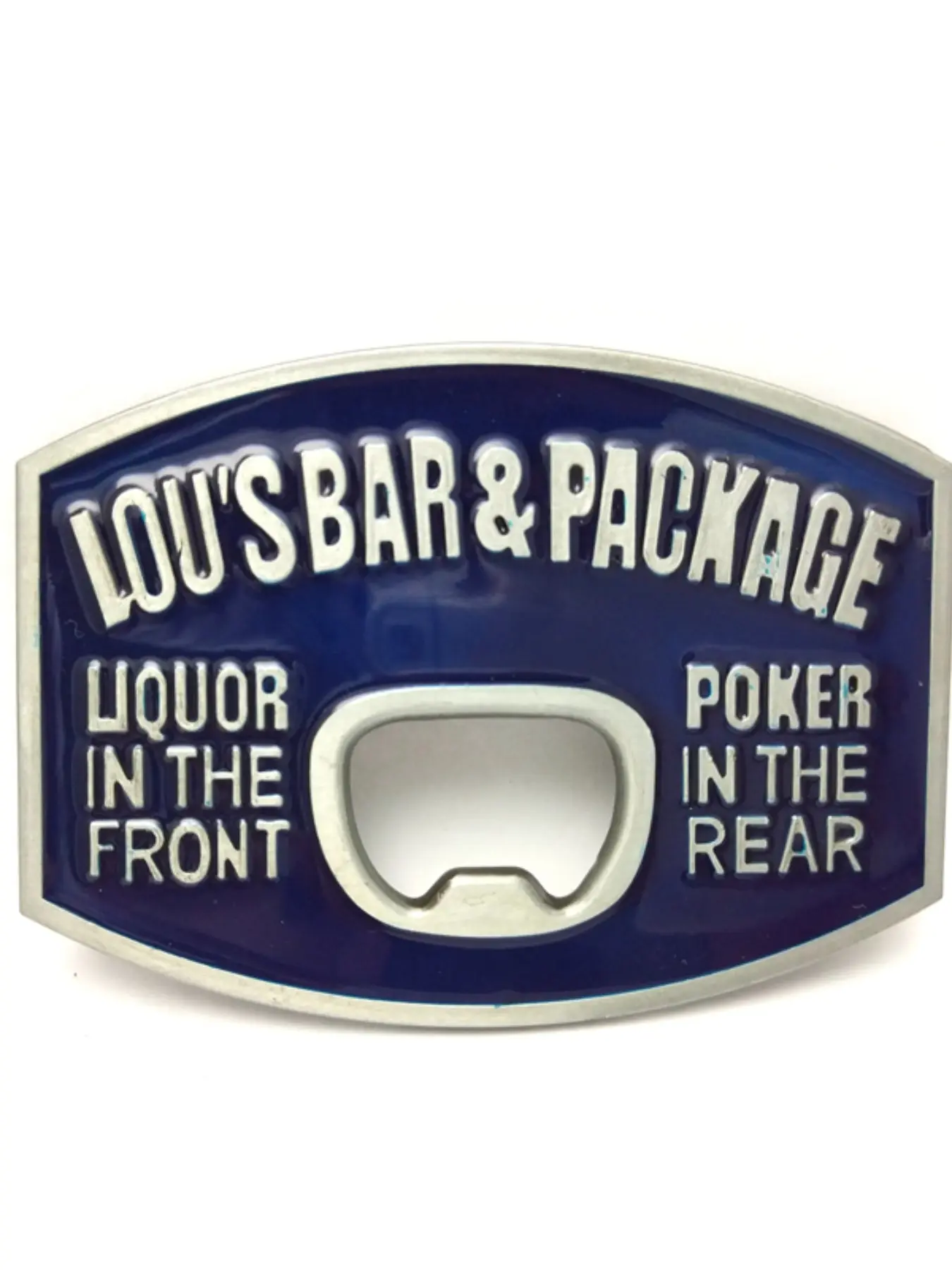 Fun Text Bottle Opener Belt Buckle, Lou's Bar Creative Metal Waist Buckle, Casual Animal Pattern, All Seasons Accessory