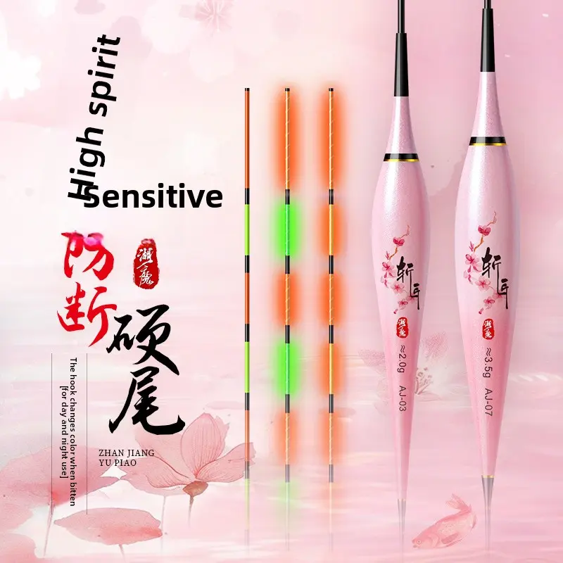 Integrated hard-tail luminous float, wholesale, color changes when hooked, suitable for day and night use, high-sensitivity float fishing gear, carp float, electronic float