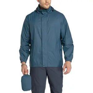 33,000ft Packable Rain Jacket Men's Lightweight Waterproof Rain Shell Jacket Raincoat with Hood for Golf Cycling Windbreaker