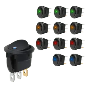 Nilight 12Pcs 12V 20A Round Blue/Green/Yellow/Red LED SPST Toggle Switch