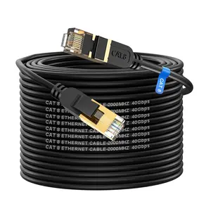 100FT Cat8 Ethernet Cable High Speed 40Gbps 2000Mhz 26AWG Heavy Duty LAN Network Cable with Gold Plated RJ45 Connector, Indoor & Outdoor Internet Cord Compatible with Router Gaming Modem Xbox
