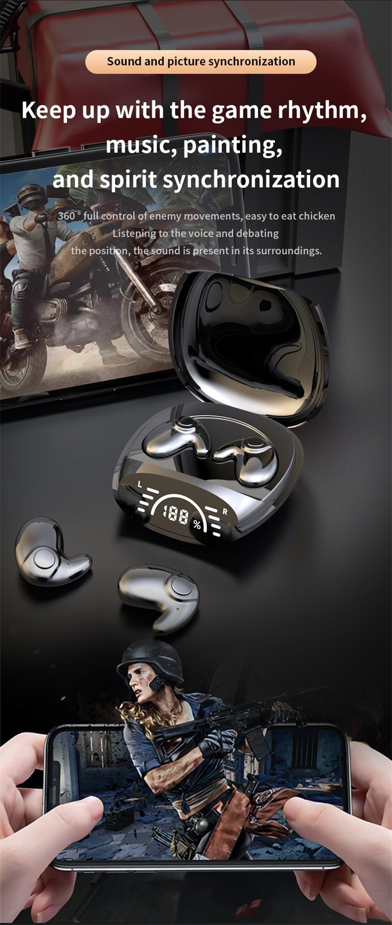 Invisible Earbuds Sleep Headphones Bluetooth 5.3 Noise Reduction Earbuds TWS Wireless Headsets Sport Stereo Earphones for Phone