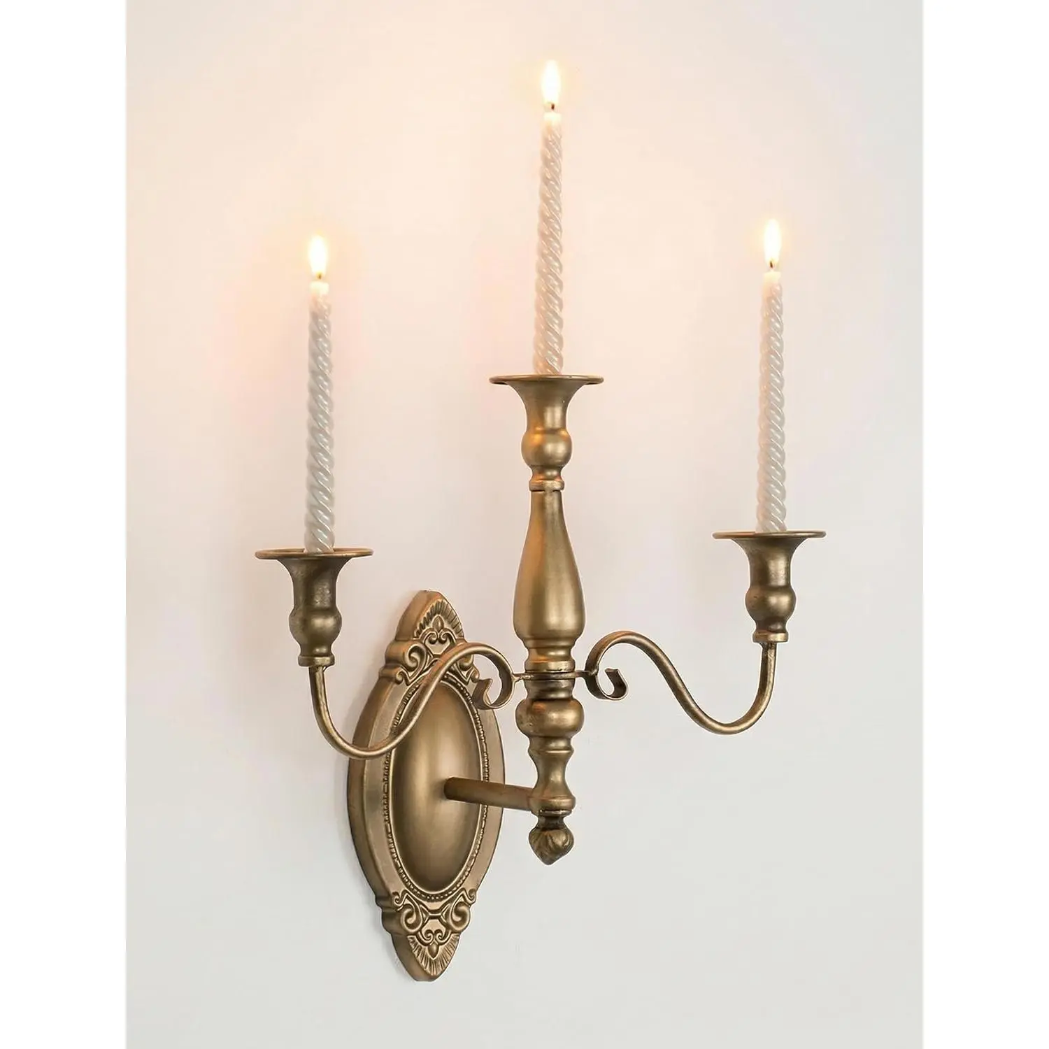 Vintage Wall Candle Holder Decor: 1pc Victorian Taper 3 Arm Wall Candle Sconces - Metal Wall Mounted Candlestick for Hallway Fireplace Bedroom