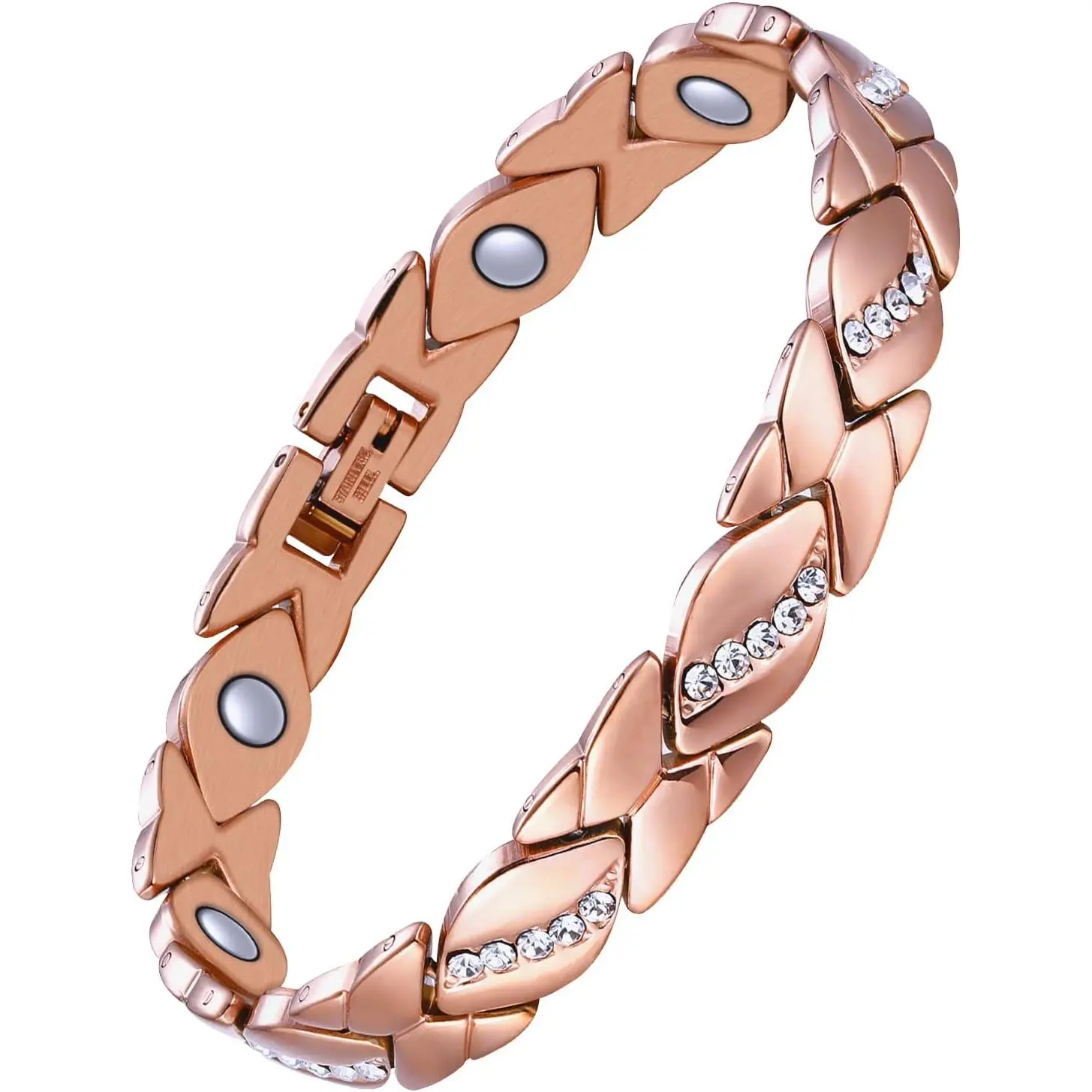 Adjustable Crystal Inlaid Magnetic Bangle for Women, 3500 Gauss Ultra Strong Magnet Wrist Bracelet, Elegant Romantic Valentine’s Day Jewelry Gift with Free Sizing Tool