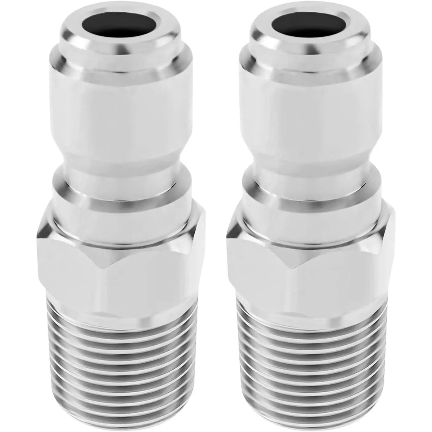2-Count Stainless Steel High-Pressure Washer Coupler Tools - NPT 3/8 Inch Male Thread Quick Connect Plug for 5000 PSI Cleaning Machines