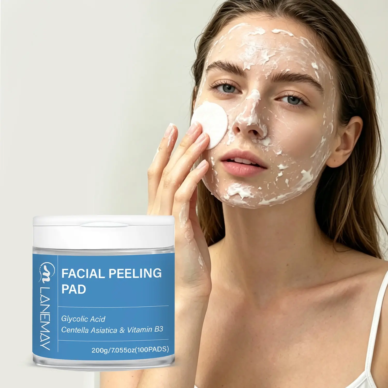 100pcs Glycolic Acid Facial Peeling Pads with Centella Asiatica, Vitamin B3 - Brightens Complexion, Gentle Exfoliation, Purifies Pores, Deep Hydration - For Dull & Rough Skin, Daily Exfoliating Care