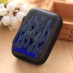 Blue flame pattern printed storage box with mesh pocket and compact design - cable/headphone/charger storage box, suitable for office, travel, animal enthusiasts - durable and portable electronic accessory organizer