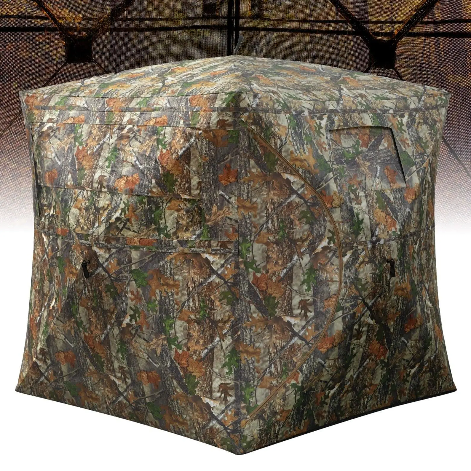GARVEEPop-Up Hunting Blind - 270° Window Visibility, Silent Magnetic Door, Fits 4-6 People (116"x58"x66"), Lightweight & Portable