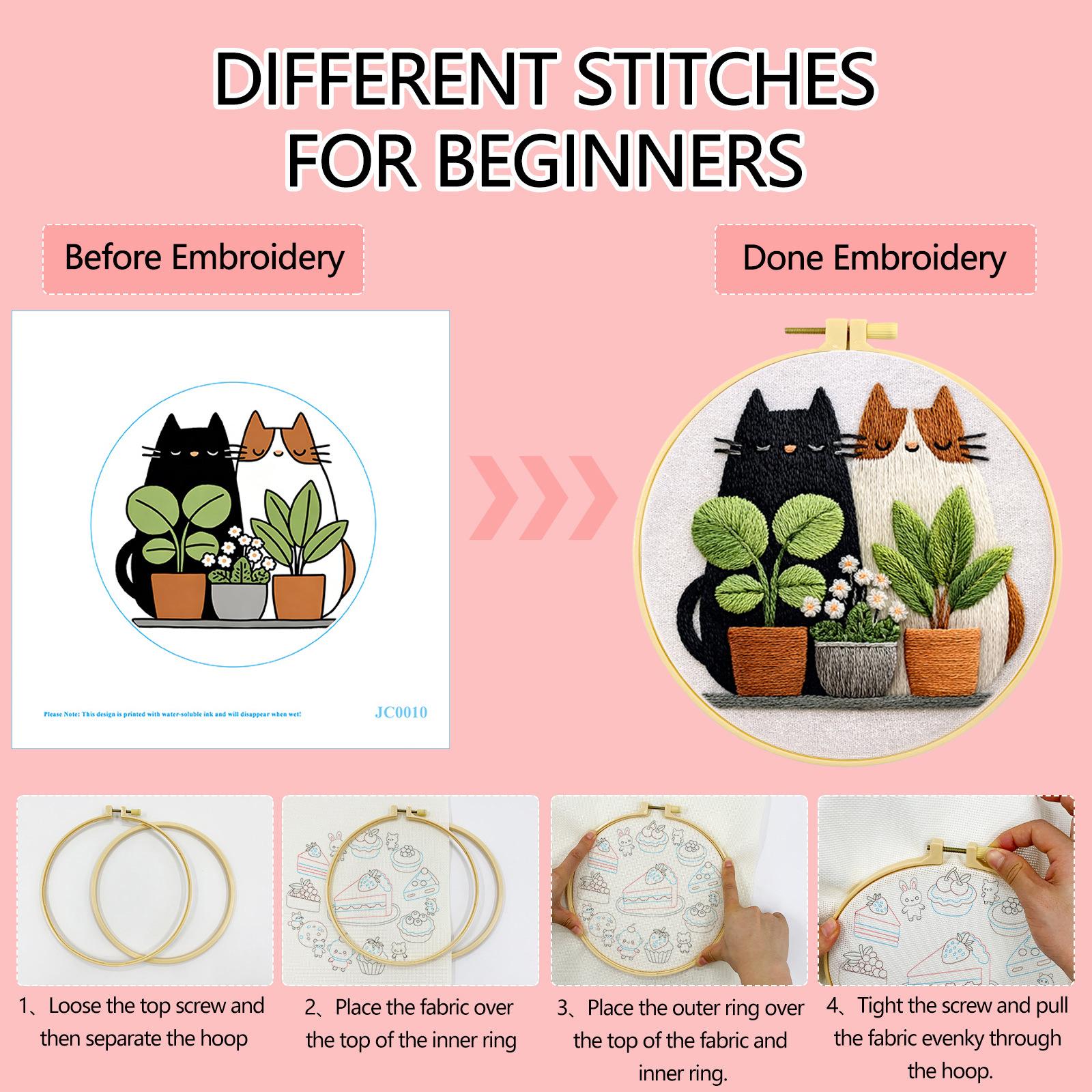 Handmade embroidery DIY kit, suitable for beginners to learn cat embroidery and weaving