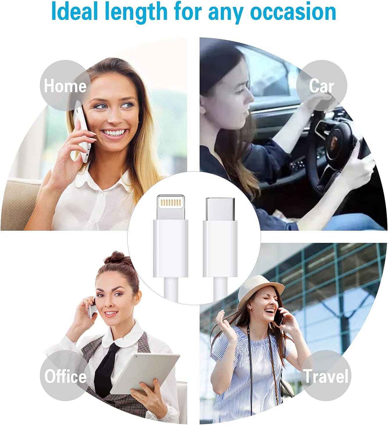 USB C to Lightning Cable 3Pack 10FT [MFi Certified] Type C Power Delivery Fast Charging Cord for iPhone 14/13/12/11/XS/XR/X/8/iPad, Charger, Smartphone