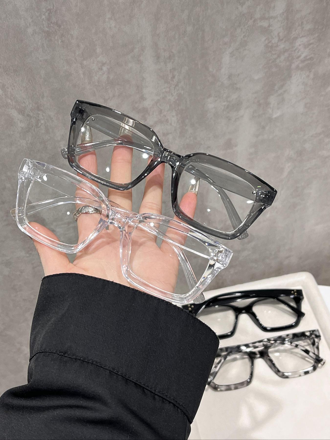 Unisex Fashionable Stylish Square Frames Non-prescription Eyeglasses, Trendy Casual Clear Eyeglasses for Everyday Use, Fashion Accessories for Outdoor Activities