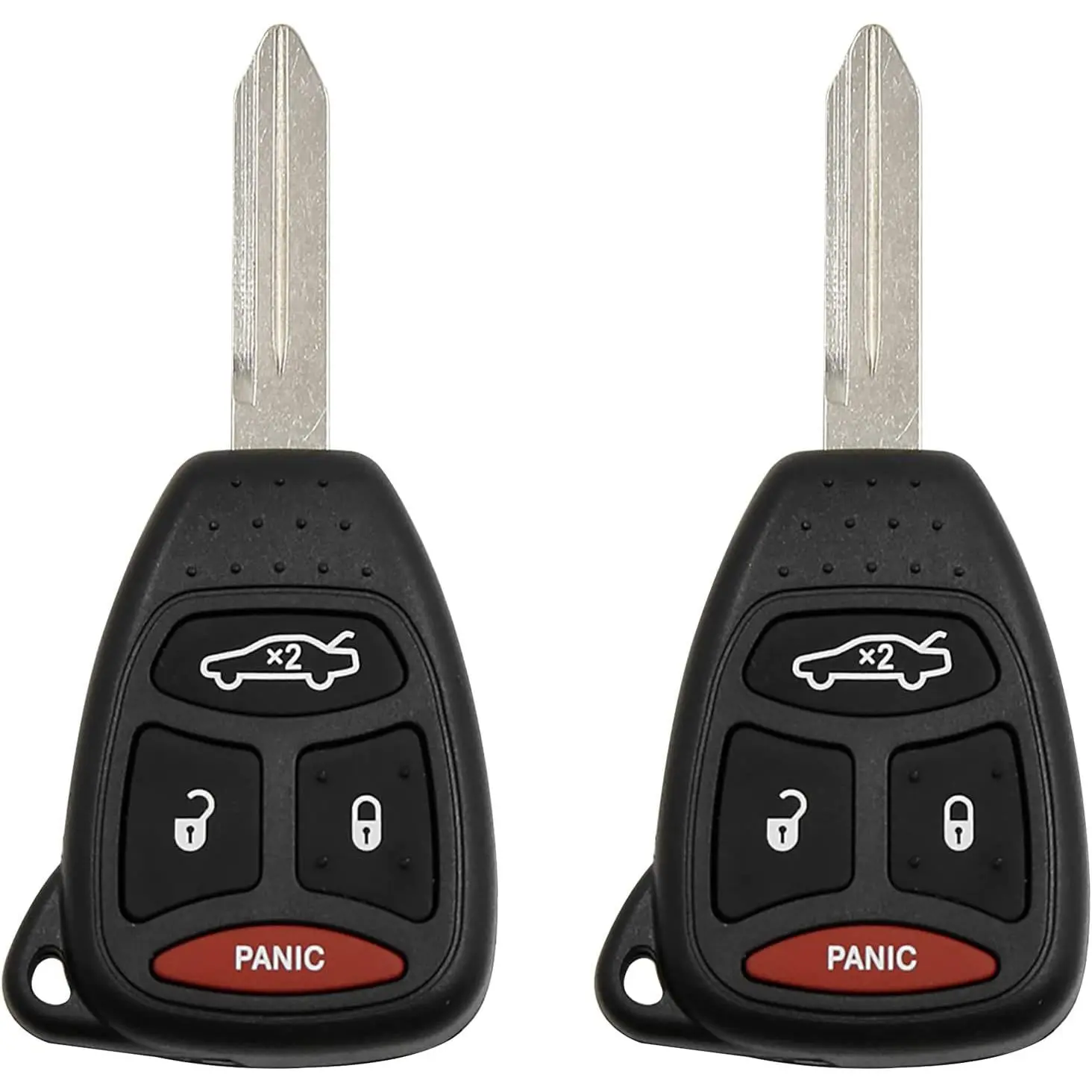 2pcs 4 Buttons Uncut Key Fob Keyless Entry Remote Control Key Case Shell for Chrysler for Dodge for Jeep Replacement KOBDT04A