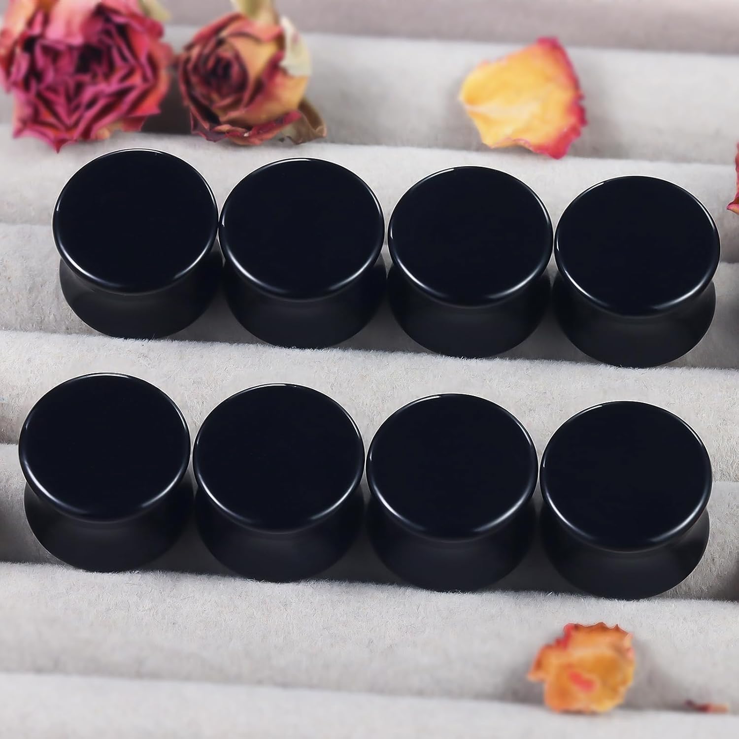 6G-30mm Solid  Black Gauges for Ear lightweight Tunnels Double Flared Saddle Ear Plugs Tunnels Earrings for Women Men