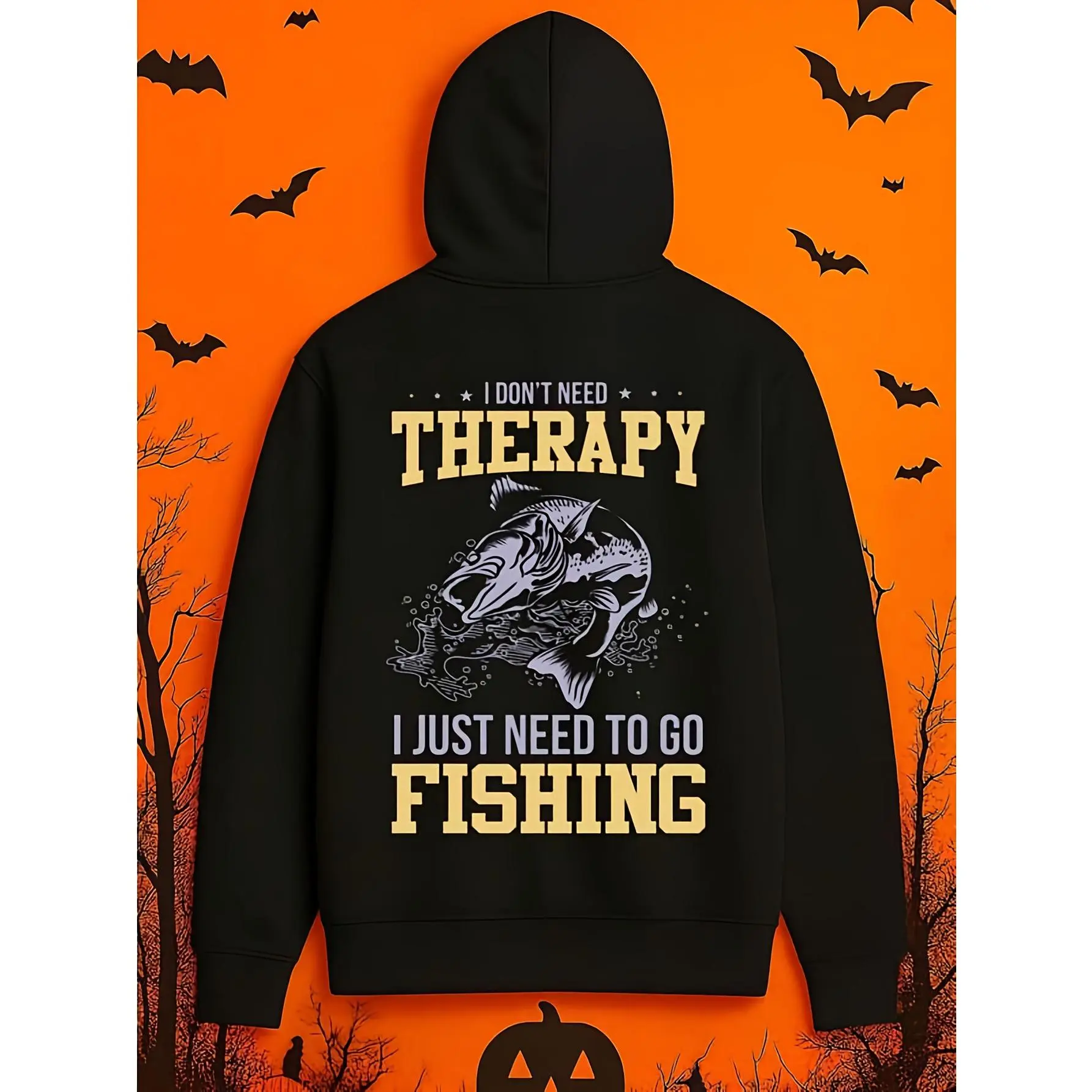 1 Pack Men'S Funny Fishing Graphic Hooded Sweatshirt - "I Don't Need I Just Need to Go Fishing" Salt Grain Design & Fishing Rod/Pole Graphics, Soft Breathable Fabric, Loose Fit Casual Streetwear Pullover for Outdoor