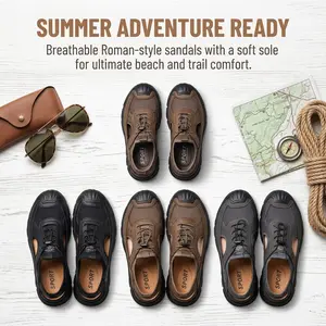 BDHJYDB Men'S Closed-Toe Sandals for Summer in Rome, Featuring a Breathable And Soft Sole, Perfect for Beach Outings And Casual Wear, Versatile Gladiator Shoes