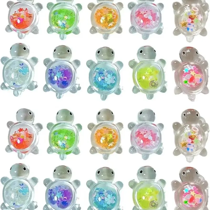50 Resin Sea Turtle Miniatures, Glow in Dark, Party Favors, Cake Topper, Ocean Theme Garden, Micro Landscape DIY, Colorful