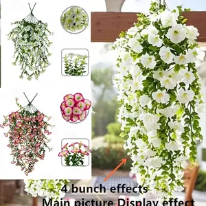 4 Bundles Artificial Trumpet Bouquet, Durable and Realistic, Perfect for Indoor Outdoor Decor, Wedding and Events, DIY Centerpiece, Home Decorative, Artificial Hanging Flowers, Faux Flowers