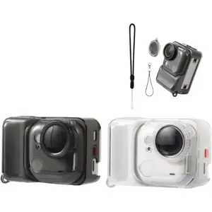 Soft TPU Protective Cover for Insta360 GO Ultra Action Camera Waterproof Anti-Scratch Shockproof Protective Case Sleeve with Lens Cap & Lanyard Accessories (Transparent)