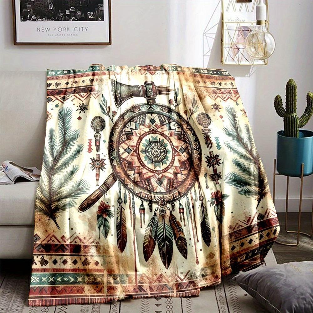 Native American Pattern Blanket, Soft Warm Throw Blanket, Double Sided Air Conditioning Blanket, Warm Nap Blanket for Home Office Travel Camping