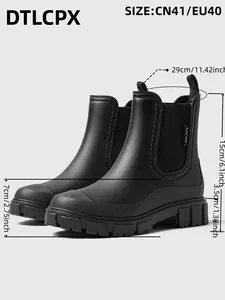 Women's Fashion Chelsea Rain Boots, Waterproof Anti-Slip Outdoor Mid-Calf Boots, Lightweight and Versatile, Adult Round Toe Design
