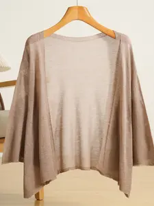 Women's Knit Shawl Summer 2026 Medium-Length Lycra Sun Protection Top, Long Sleeve Wrap Outerwear, Lightweight Loose Air-Conditioning Shirt