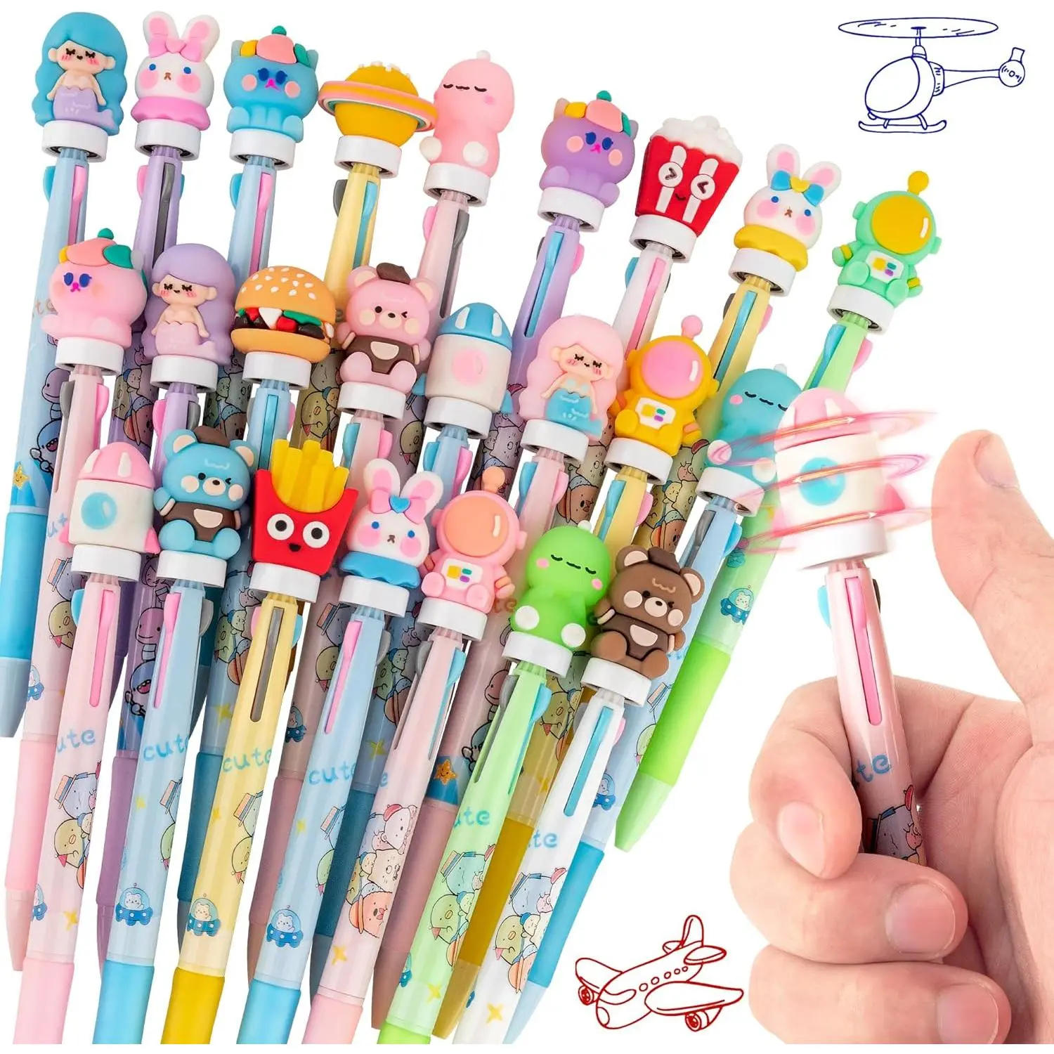 24 Fidget Spinner Easter Multicolor Pen in  3-in-1 | Fun Cute Pens for  & Adults |   Rotating Pen 0.5mm |  for School, Office, , Birthday Gifts