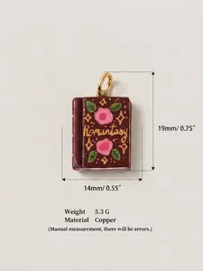 Cute Enamel Book Charm Accessory Jewelry, DIY Necklace and Keychain Pendant for Reading Lovers, Mini Book Bookmark for Booktok Fans