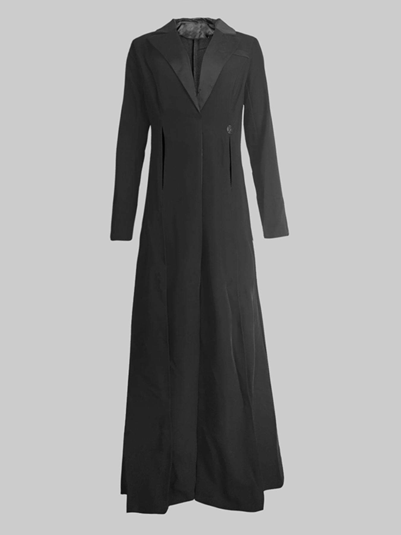 Women's Solid Color Open Front Long Coat, Elegant Fashion Long Sleeve Outerwear for Daily Outdoor Wear, Ladies Clothes for Summer, Womenswear