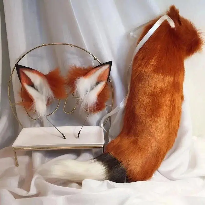 New Red Fox Anime Beast Ear Beast Tail Wolf Ear Cat Ear Headband Custom COSPLAY Hand Made LOL Golden Fox Ears Hair Accessories
