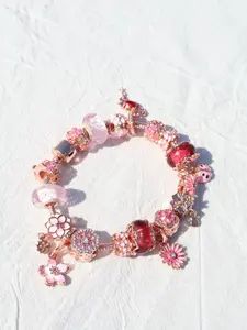 Cherry Blossom Style Rose Gold DIY Bracelet, Glass Fashion Accessory, Versatile Daily Wear, Pan Family Same Model Bracelet, Bracelet Jewelry