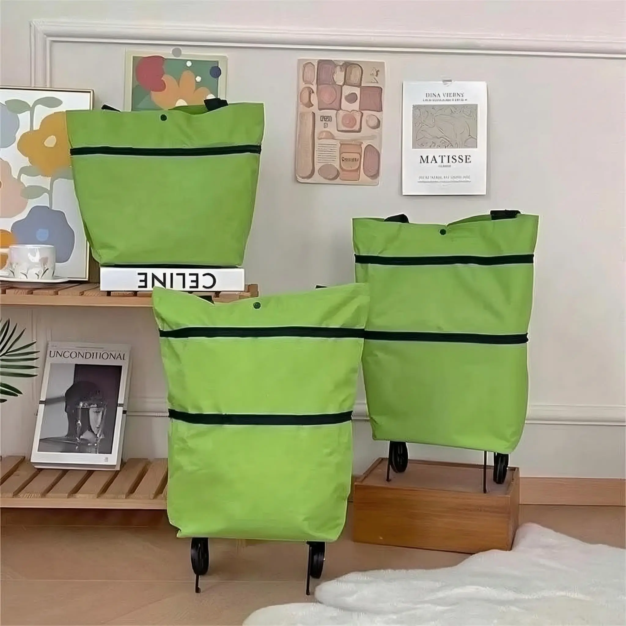 Foldable Shopping Bag, Portable Grocery Cart, Lightweight Wheeled, Ideal for Home Delivery, Small Hand Truck, Perfect for Shopping Tasks