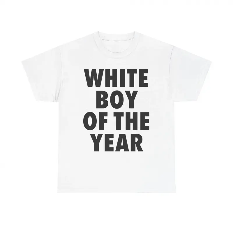 Men's Oversized Digital Print White Boy of the Year Short-Sleeve Cotton T-Shirt, Relaxed Fitting Plussize Streetwear Casual Sports Top for Party, Gifts for Boyfriend, 3Xl, 4Xl
