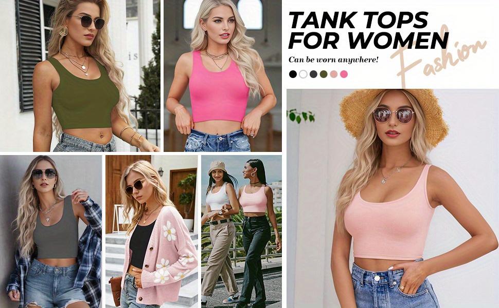 3-4 women's vests, U-neck sleeveless short tops, basic short I-shaped vests, outdoor tops and sports shirts