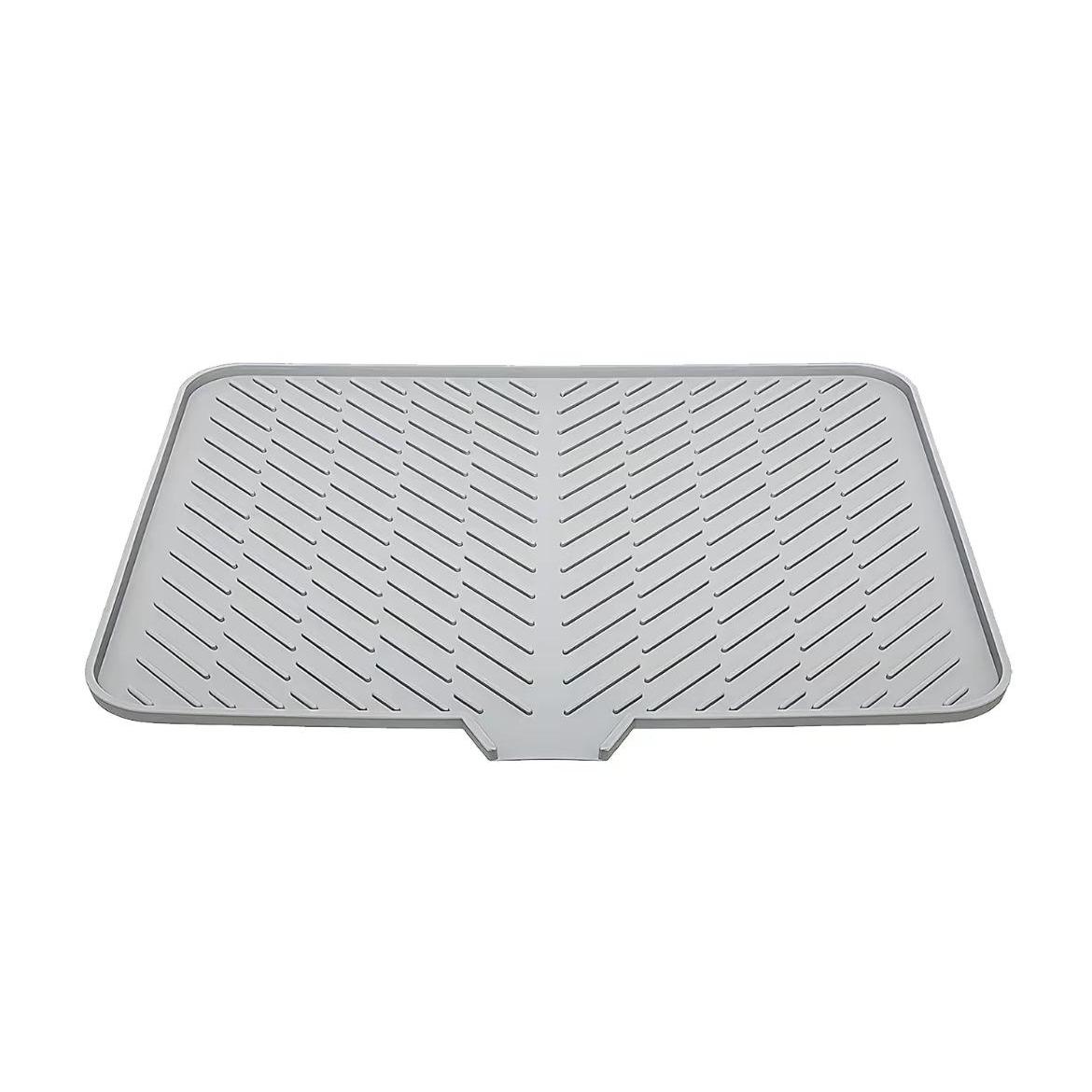 Extra-Large Silicone Dish Drying Mat with Integrated Drain Lip Easy-to-Clean Heat-Resistant Kitchen Counter Drainer Pad for Efficient Drying