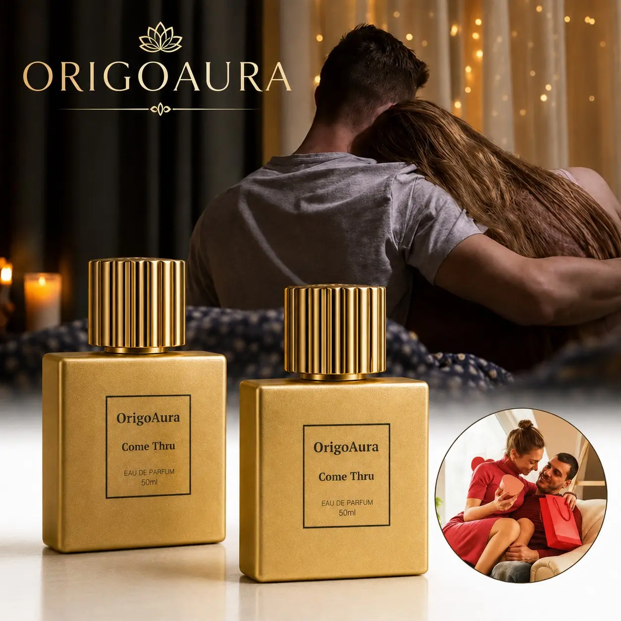 OrigoAura Come Thru | Tuberose White Floral Little Gold Bottle Perfume | Giftable, Odor-Covering & Closer-Feeling Scent 50ml