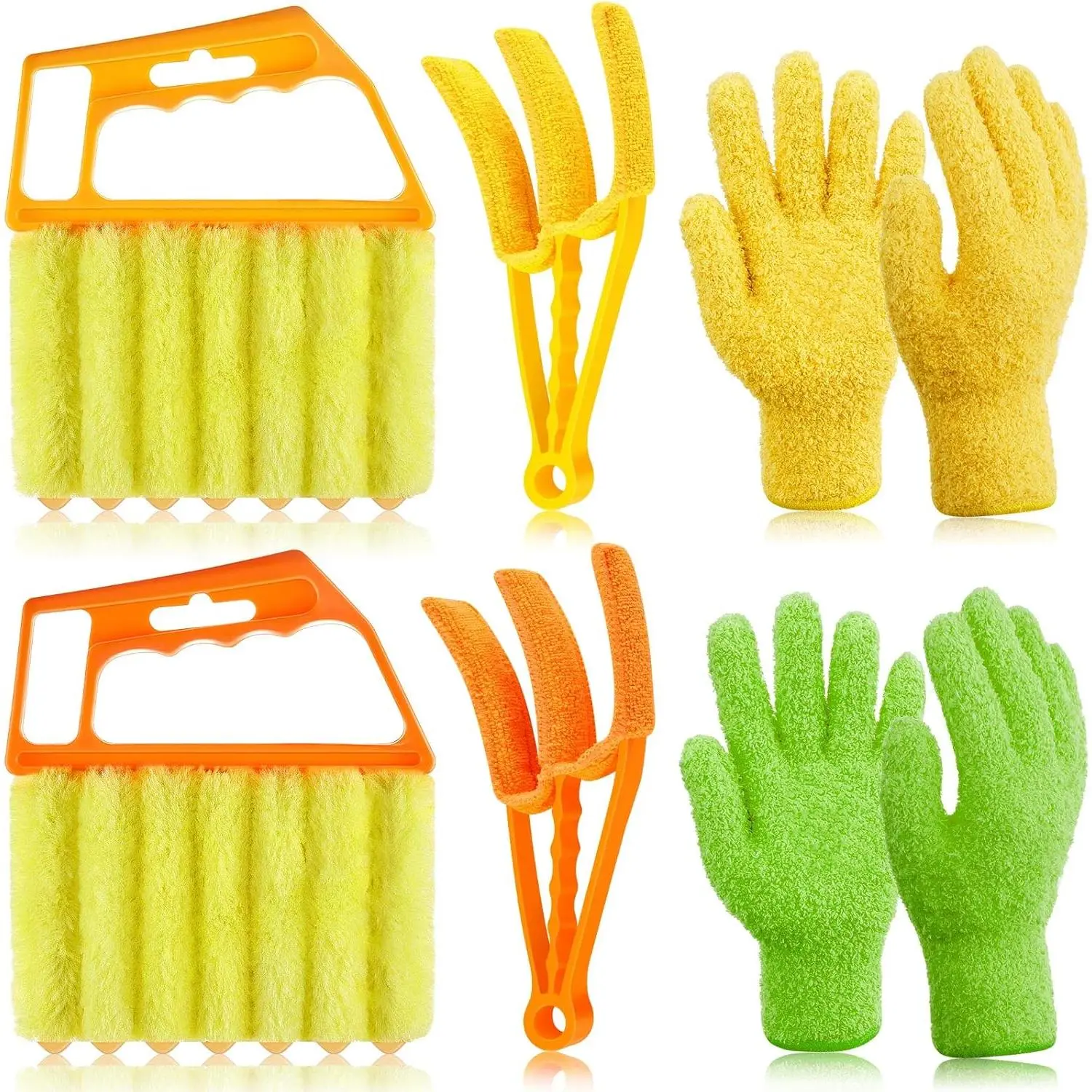 6 count Window Venetian Blind Cleaner Duster Tool 2 count 7 Fingers Dusting Cleaner Tool 2 count Shutter Cleaner Brush and 2 Pairs Cleaning Gloves for Air Conditioner Keyboard Fan Dirt House Dust Cleaner