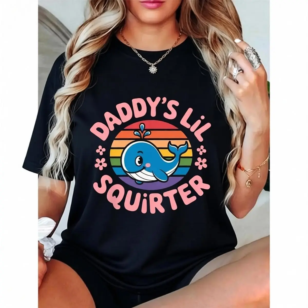 Funny "Daddy's Lil Squirter" Graphic Print T-Shirt, Chic Unisex Streetwear Top in Heavy Cotton with a Casual Fit and Crew Neck, Fashion Apparel, Relaxed Fit, Funny T Shirt, Club, Round Neck, Unisex Wear