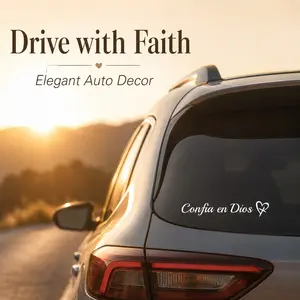 Spanish Trust in God Vinyl Sticker with Heart Cross, Waterproof Religious Bumper Window Decor for Auto, Laptop & Tumbler (3.9")