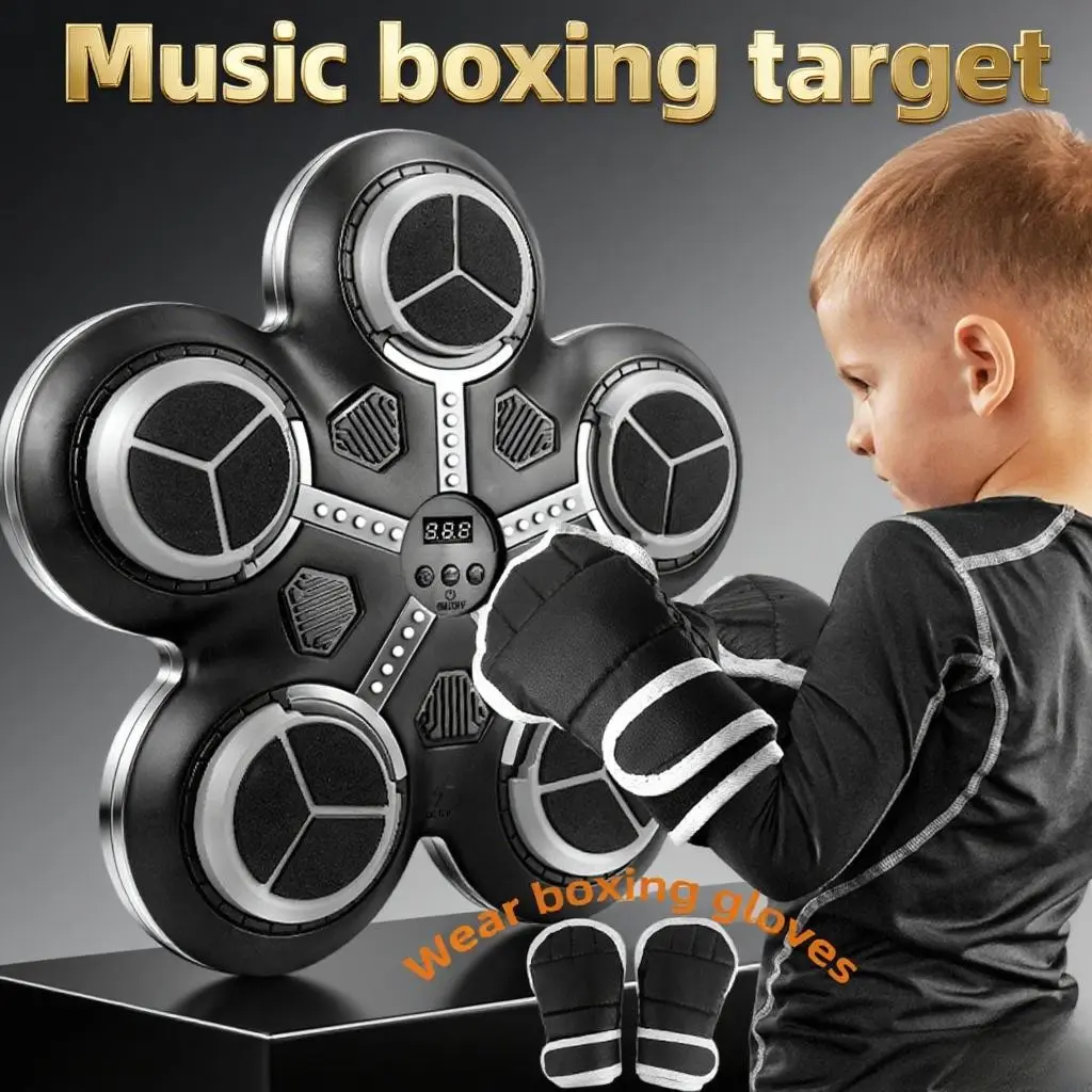 Smart Music Wall Mount Boxing Trainer For Ages 3 Plus High Interactive Punch Fitness Bluetooth Sync Music Rhythm LED Real Time Hit Data Space Saving For Home Office Gym With Gloves Great Birthday Holiday Gift For Kids