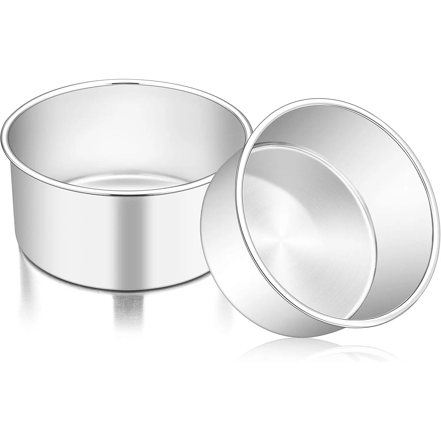 2-Pack 6x3 In Stainless Steel Round Cake Pans - Deep Straight Side, Mirror Finish, Sturdy, Non-Toxic, Oven-Safe, Dishwasher-Safe Bakeware for Wedding, Birthday Party Layer Cakes