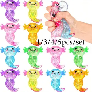 1/3/4/5PCS Glitter&Sugar Crystal Salamander,Axolotl,Stress Relief Toy,Soft And Slow Back,Perfect For All Ages Austism,Ideal Holiday Gifts,Fun Cute Stuff,Christmas Stocking Fillers,Party Bag Fillers,Blue For Boys,Pink For Girls,Kids Games,Kids Toys