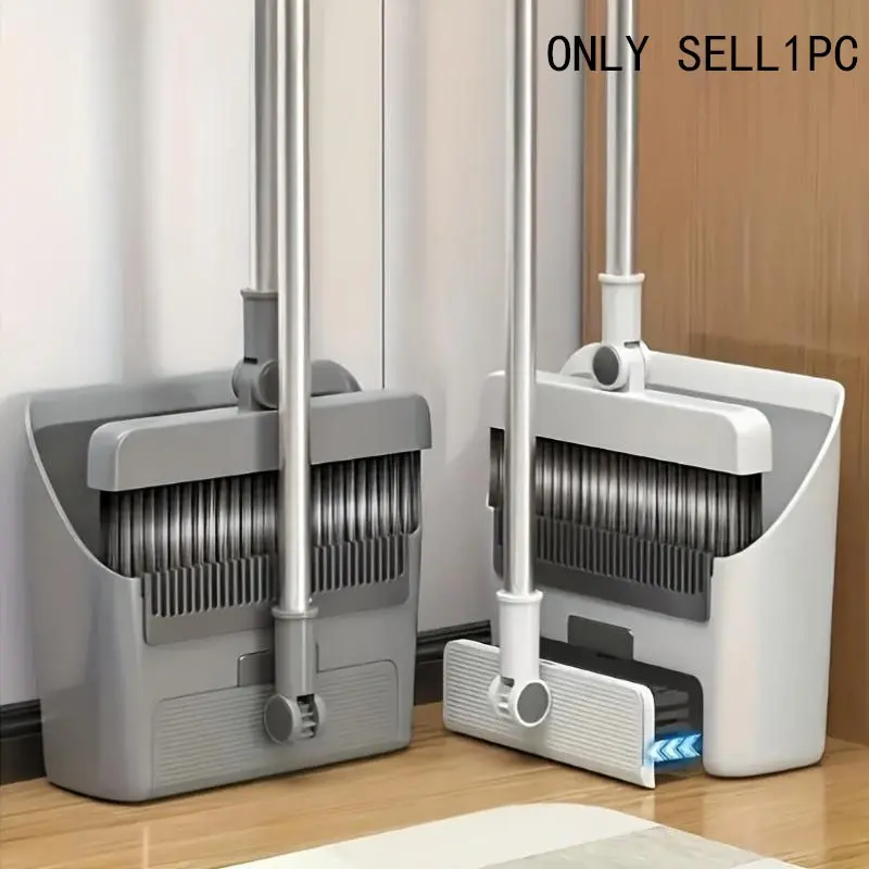 High-Efficiency Broom and Dustpan Set for Home Cleaning, Long-Handle Durable Plastic Design for Indoor and Outdoor, Home Care Supplies, Home and Office Cleaning Tools