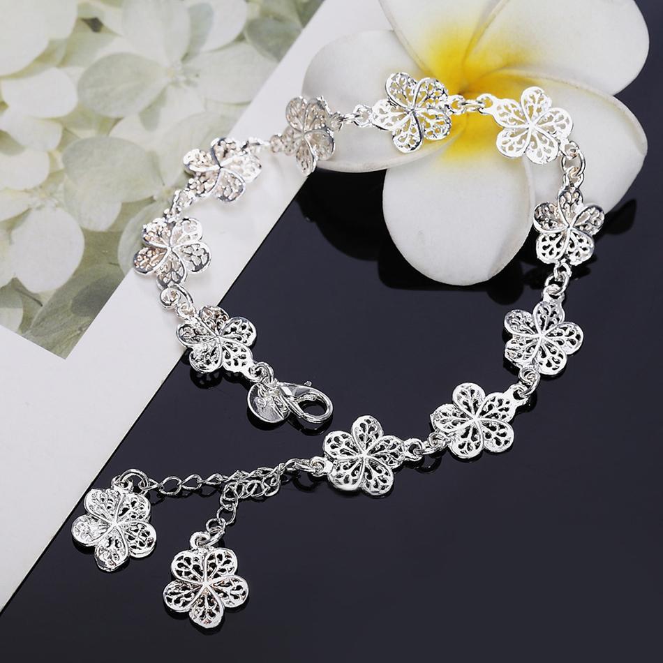925 Sterling Silver Bracelet For Women Elegant Floral Design Jewelry Durable Fashion Accessory 20CM Length Ideal For Wedding And Daily Wear