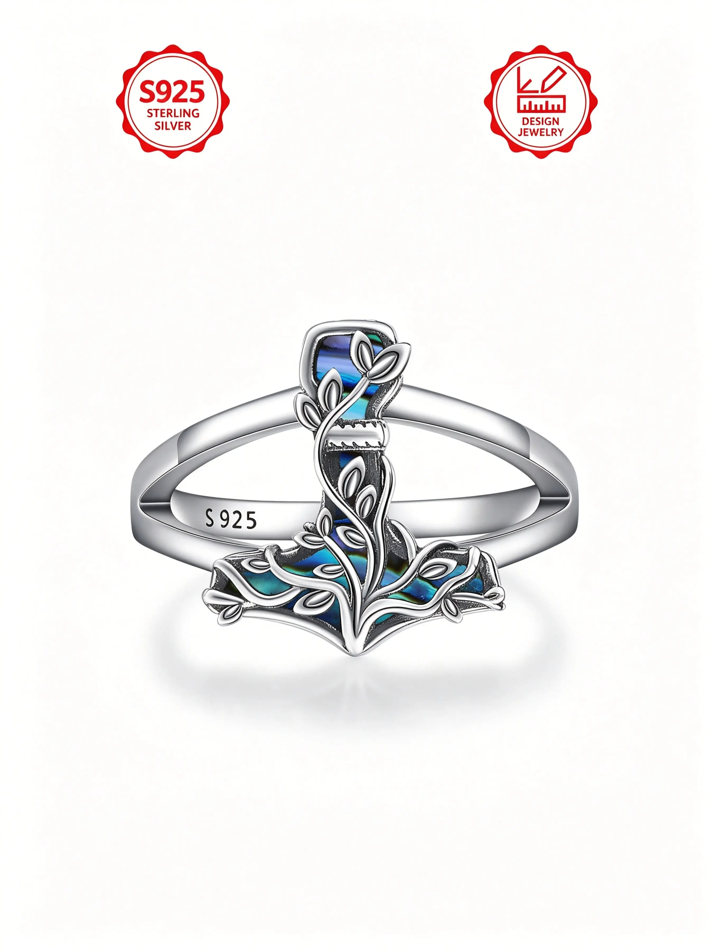 925 Sterling Silver Vintage Life Tree Anchor Ring, Unisex Viking Style, Hypoallergenic, Perfect Gift for All Occasions