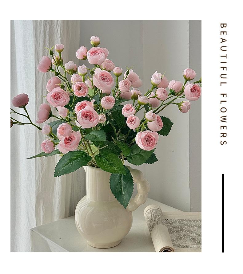 12 Small Camellia Buds Artificial Flowers Handheld Bouquet Fake Flowers Home Living Room Decoration Hotel Display Shooting Props