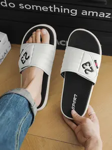 Men Adjustable Strap Platform Slide Sandals,  Decor Soft PU Open Toe Slip On Slippers, Non Slip Thick Sole Sport Casual Indoor Outdoor Walking Slides