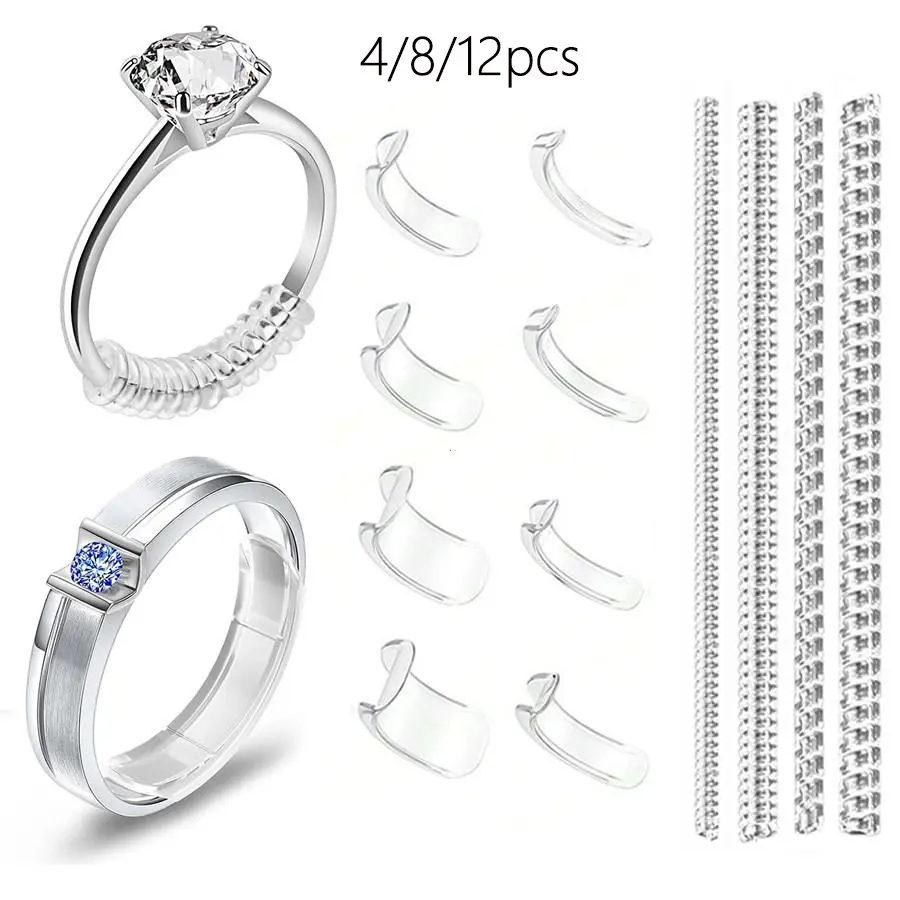Ring Adjuster Kit with Silicone Pads and Wires, 12 Sizes Easy Adjustable, Perfect for Loose Rings, Jewelry DIY Accessories