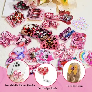 2D Flat - 30pcs of Sparkling Acrylic Flatback Heart-Shaped Embellishments, Perfect for Valentine'S Day Projects And Cute Badge Reel Designs